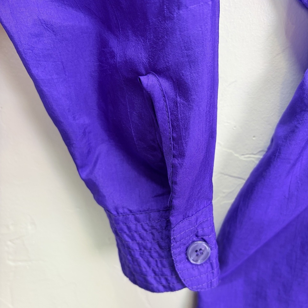 Vintage Joan Walters Woman's Nylon Button Up Jumpsuit Size 8 Purple 80's 90's - Picture 10 of 16